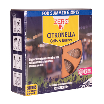 Zero In Citronella Terracotta Burner & Coil 6-Pack