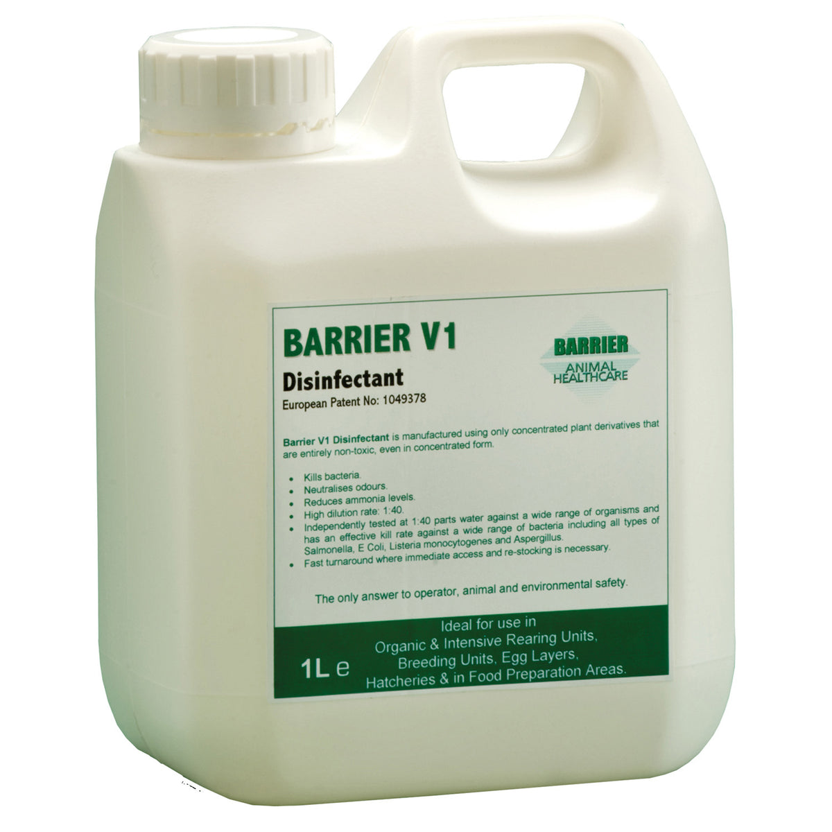 Barrier V1 Disinfectant Concentrate 1L – Natural Multi-Purpose Cleaner & Disinfectant for Dogs, Cats, Horses & Poultry