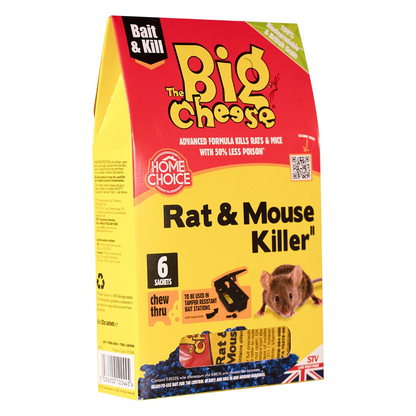 The Big Cheese Rat & Mouse Killer Grain Bait Sachet 25g x 6