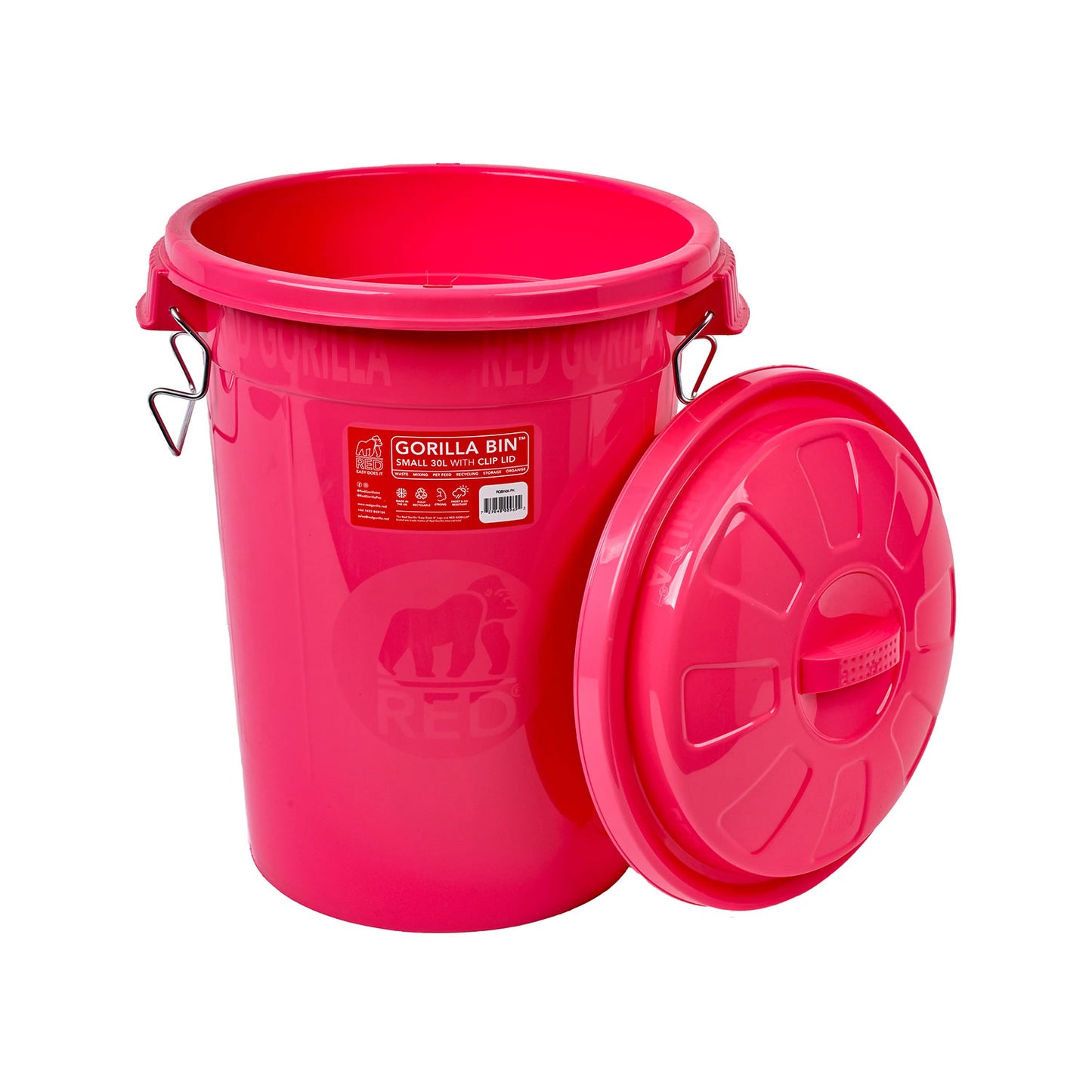 Red Gorilla Bin With Clip Lid 30 Lt