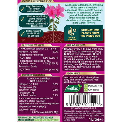 Westland Ericaceous High Performance Liquid Feed 1L