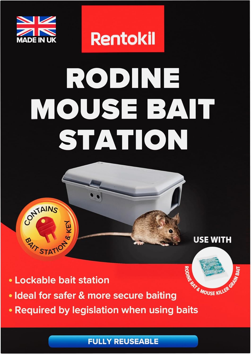 Rodine Mouse Bait Station – Secure, Tamper-Resistant Bait Box (1 Pack) |