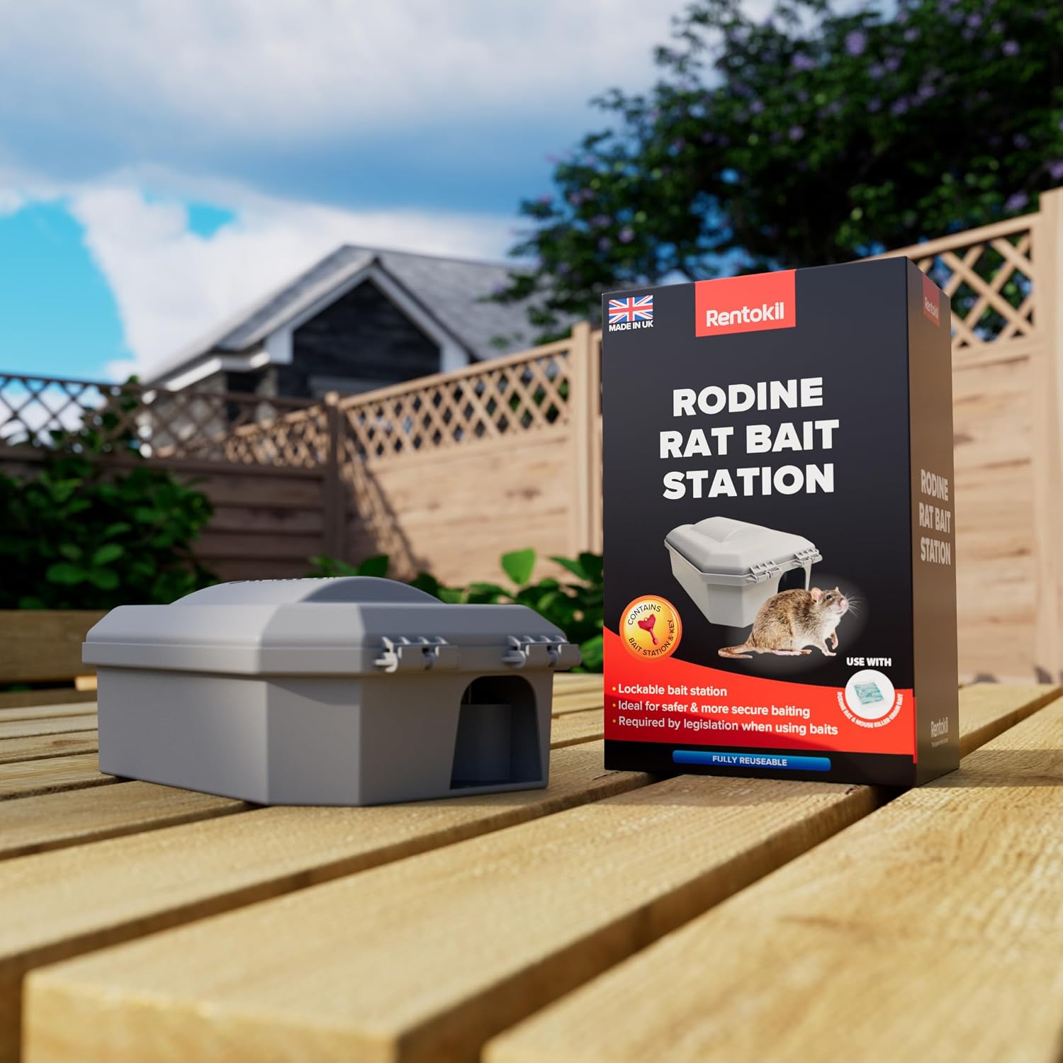Rodine Rat Bait Station – Secure, Tamper-Resistant Bait Box (1 Pack)