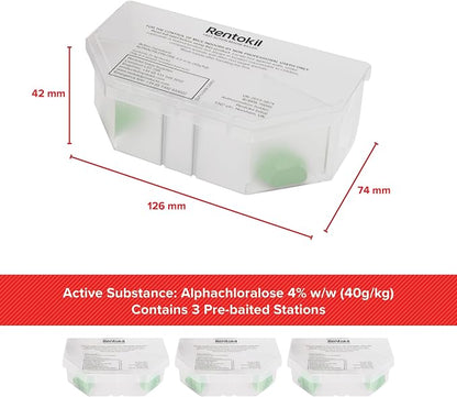 Rentokil Fast Action Mouse Killer Bait Station Four Pack – Pre-Baited Indoor Rodent Control, Kills Mice Within 24 Hours