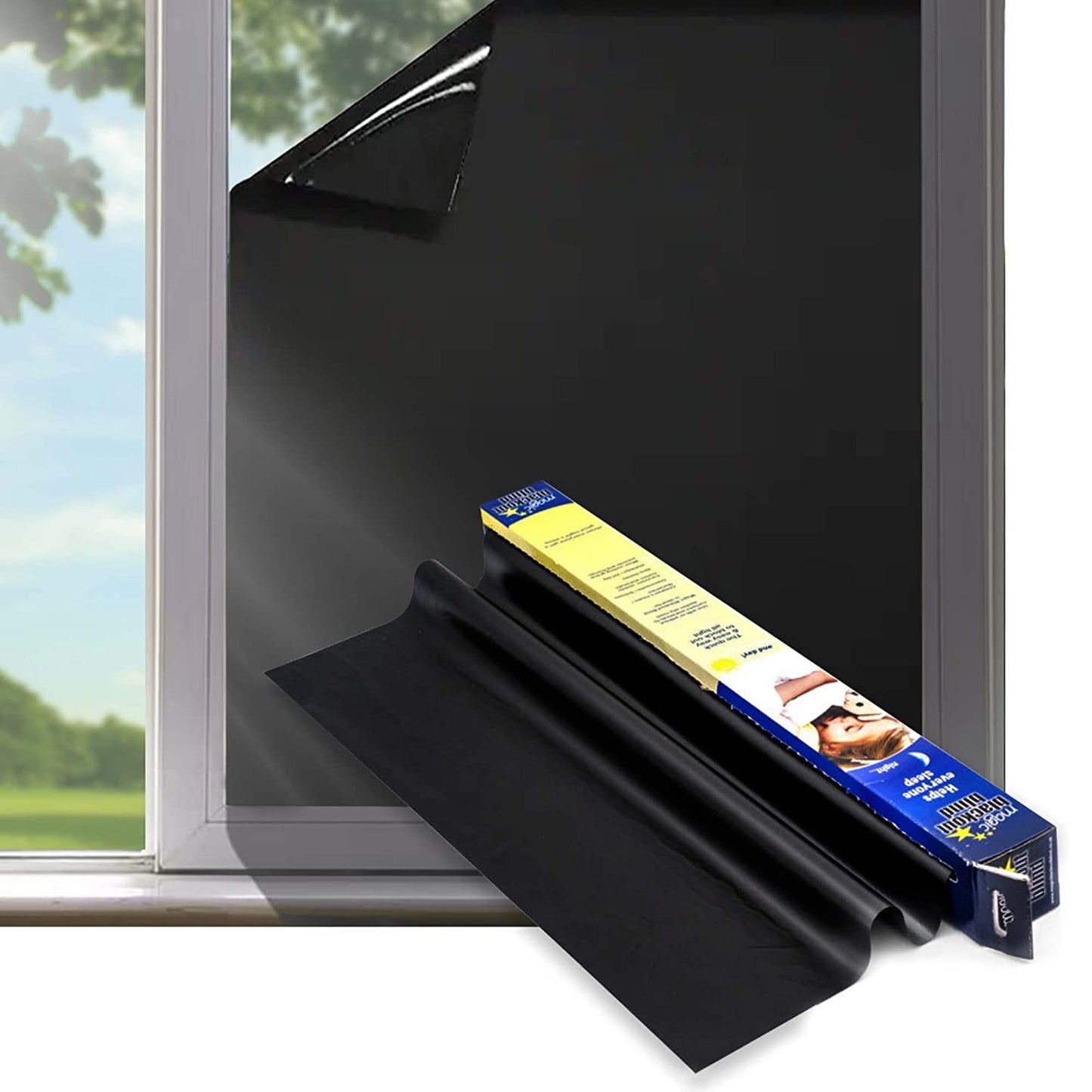 Magic Blackout Blind - Temporary Blinds for Windows - Static Black Out Blinds for Bedroom, Travels, Office, & Nursery Room - 8 Metres Blackout Blind by Magic Whiteboard