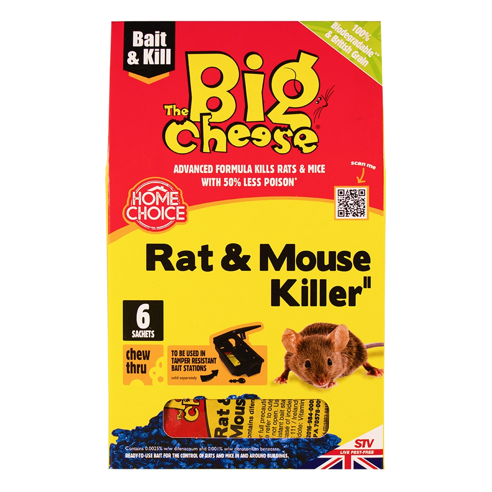 The Big Cheese Rat & Mouse Killer Grain Bait Sachet 25g x 6