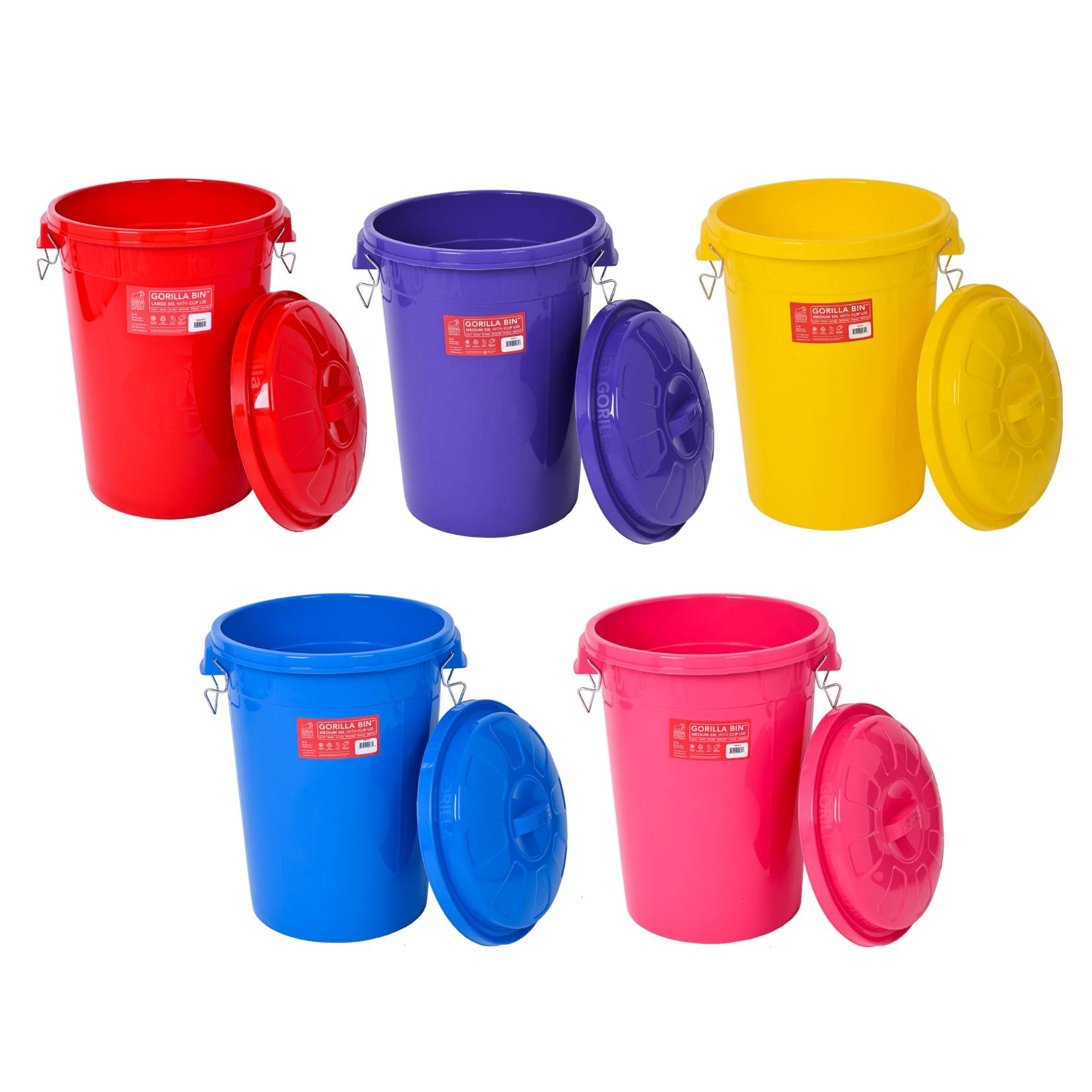 Red Gorilla Bin With Clip Lid 50 Lt