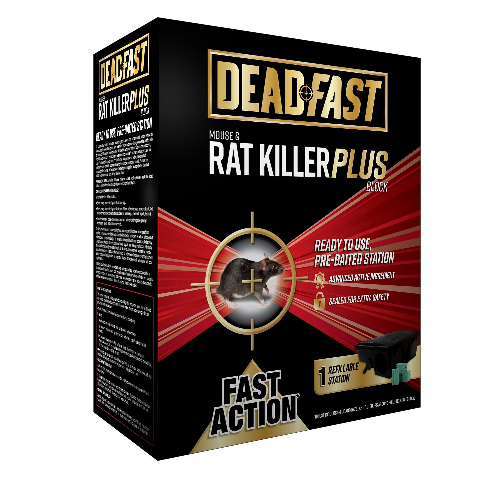 Deadfast Mouse & Rat Killer Plus Blocks RTU Bait Station 100g