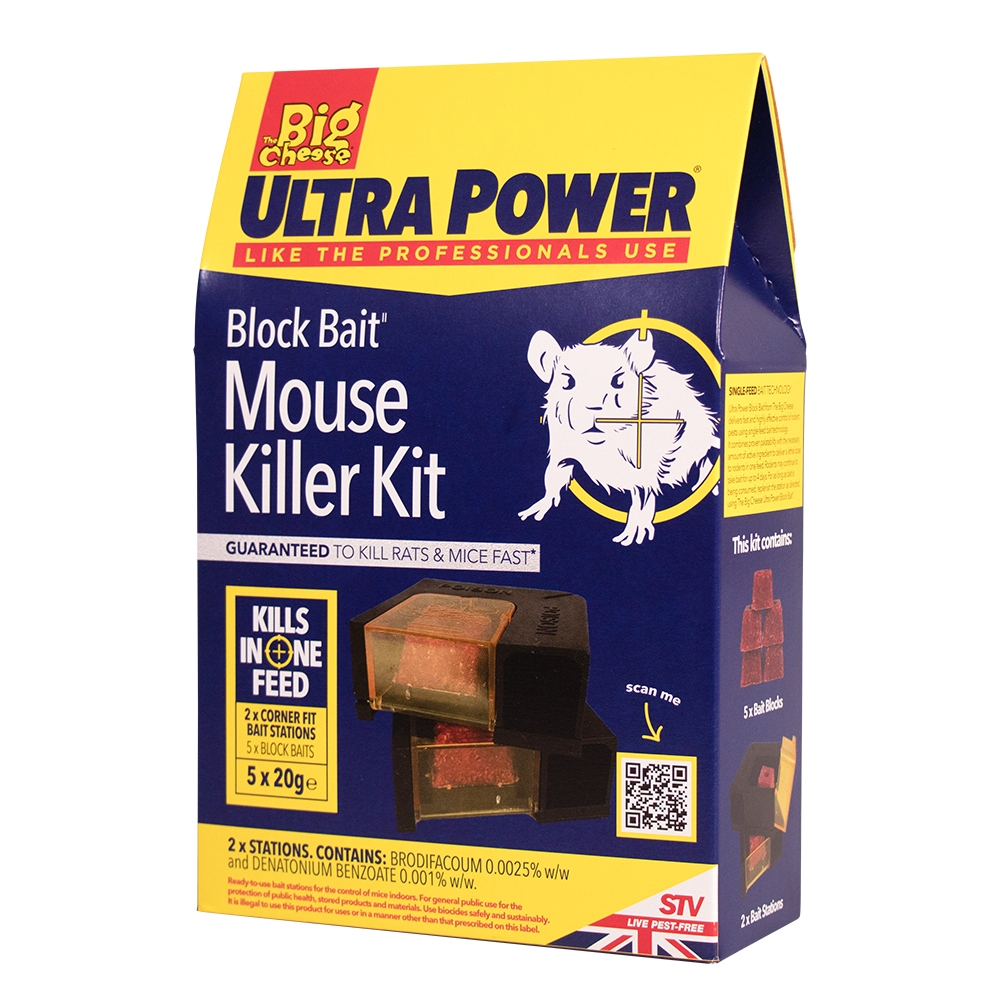 The Big Cheese Block Bait Mouse Killer Kit Twinpack