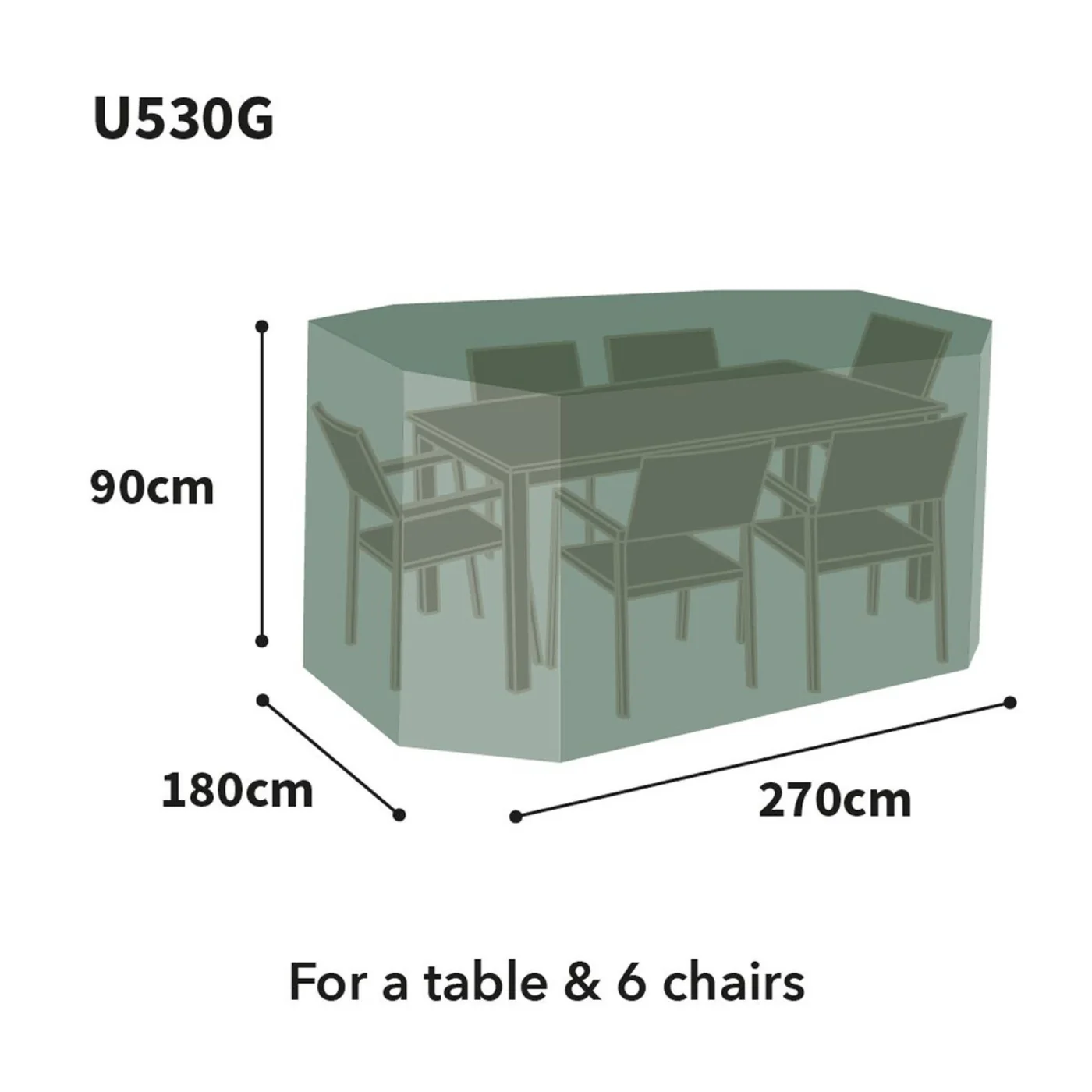 Bosmere Ultimate Rectangular Dining Set Cover Charcoal 6 Seat