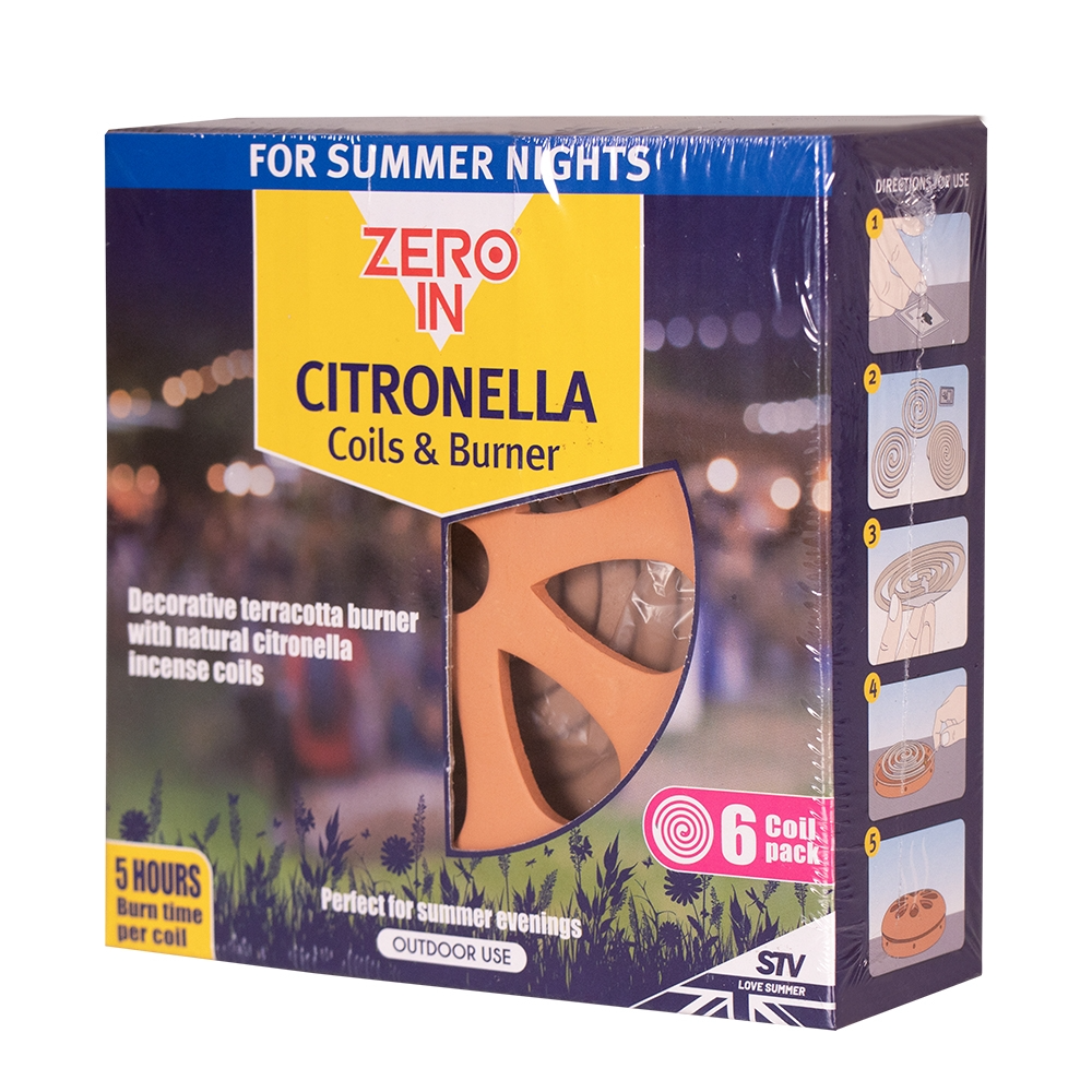 Zero In Citronella Terracotta Burner & Coil 6-Pack