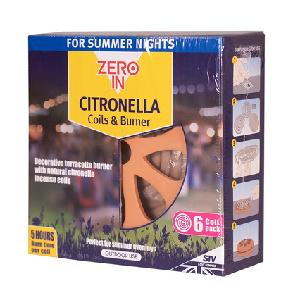 Zero In Citronella Terracotta Burner & Coil 6-Pack