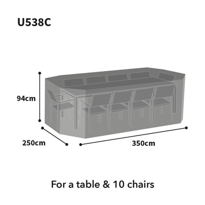 Bosmere Ultimate Rectangular Dining Set Cover Charcoal 10 Seat
