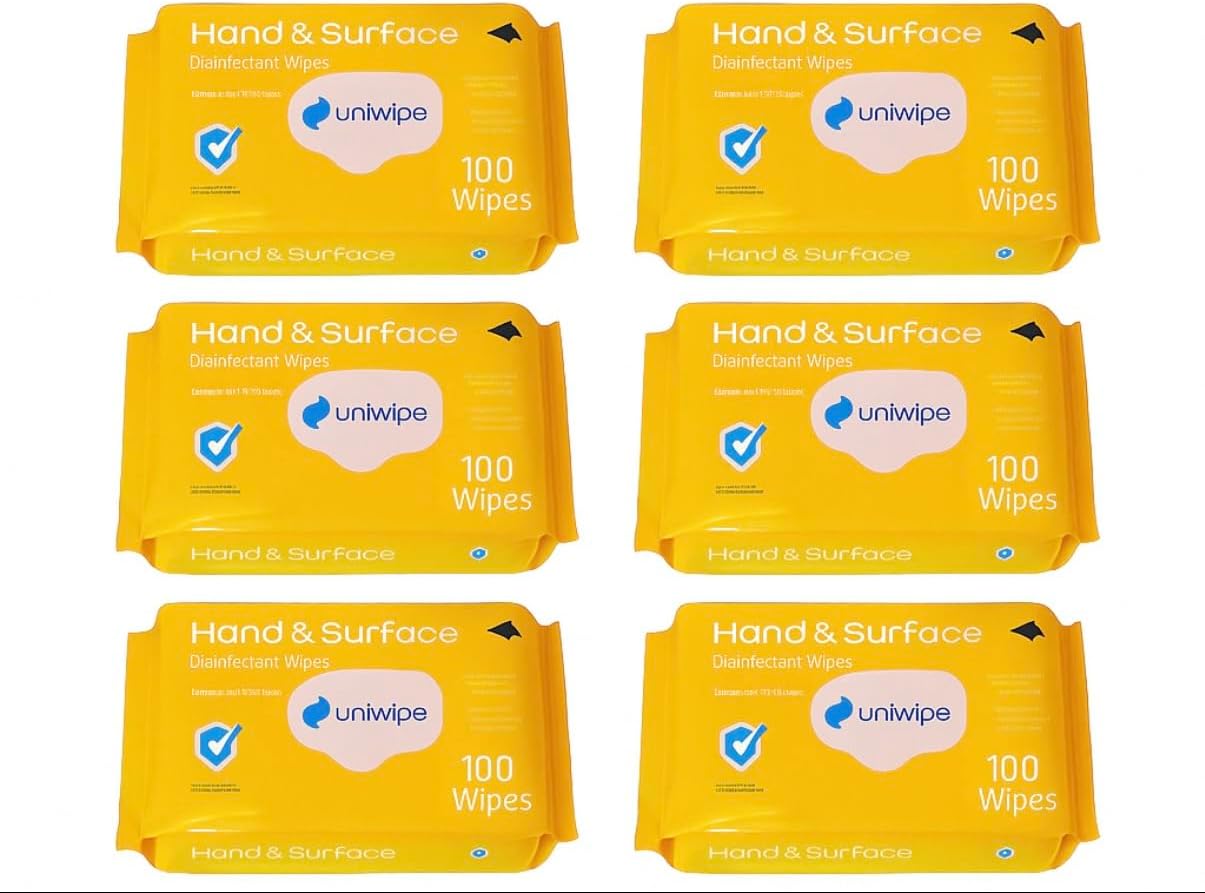 Uniwipe Hand & Surface - 6 Packs of 100