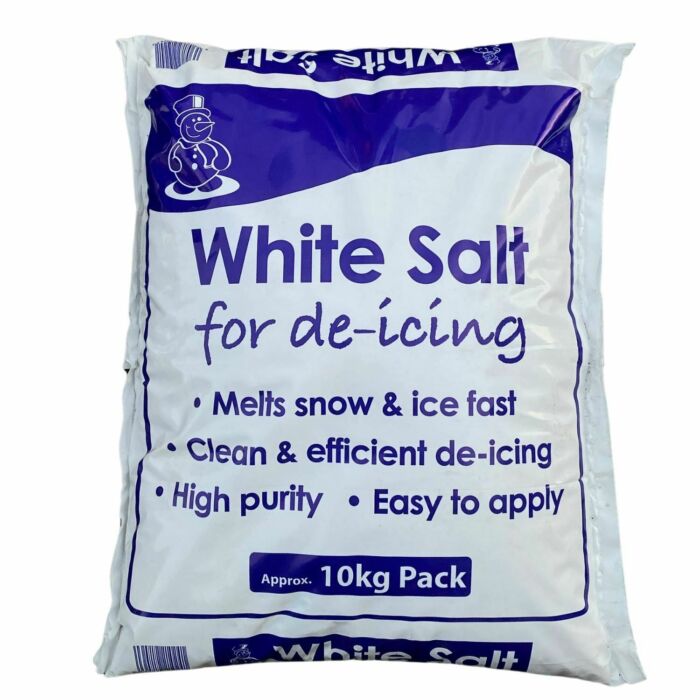 10kg White Grit Clean Rock Salt De-Icing – Fast-Acting Snow & Ice Melt for Paths, Driveways, Roads & Weeds