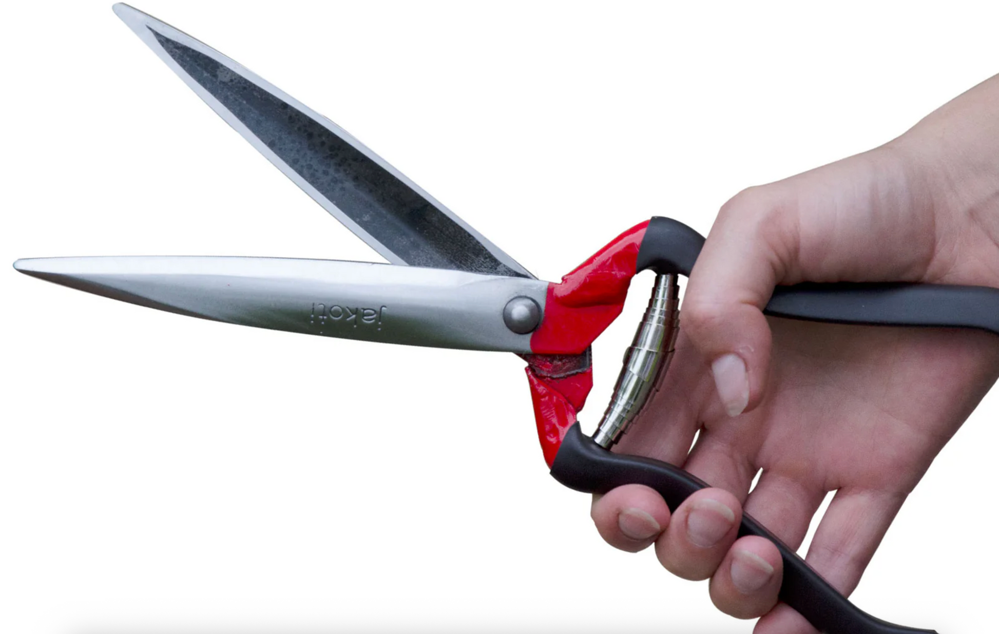 JAKOTI Hand Shears (L30cm) with Handmade Leather Holster. One Handed Garden Shears for Grass, Topiary & Pruning. Sheep Shears for Dagging, Shearing & Trimming. 15cm Steel Blades. 
