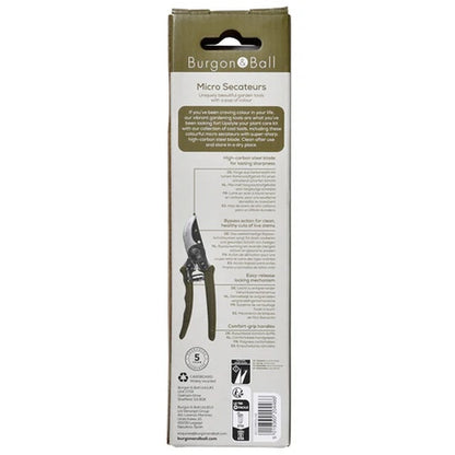 Burgon & Ball Collectors Olive Micro Secateurs
