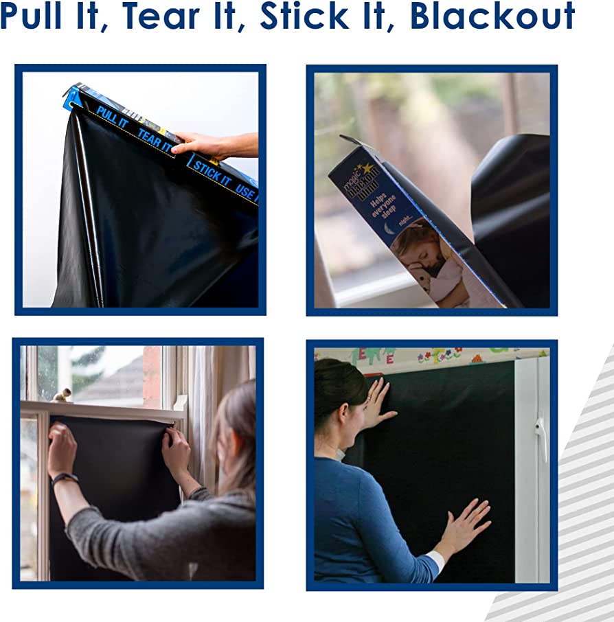 Magic Blackout Blind - Temporary Blinds for Windows - Static Black Out Blinds for Bedroom, Travels, Office, & Nursery Room - 8 Metres Blackout Blind by Magic Whiteboard