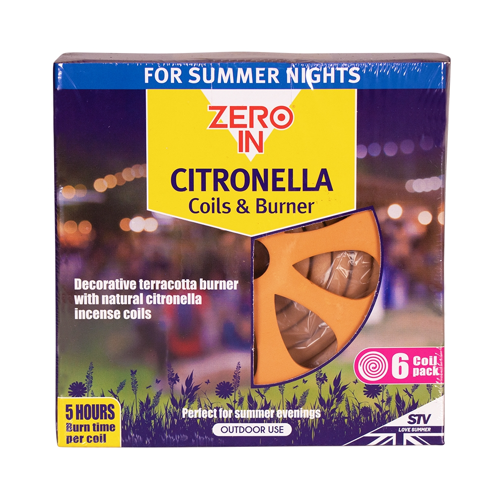Zero In Citronella Terracotta Burner & Coil 6-Pack