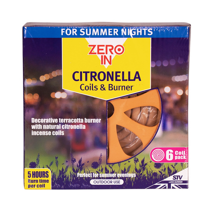Zero In Citronella Terracotta Burner & Coil 6-Pack