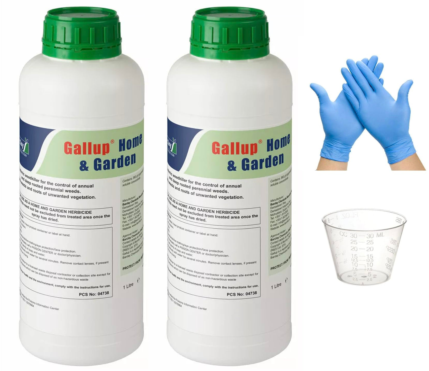 Gallup Home & Garden Glyphosate Weedkiller, Twin Pack (2 x 1 Litre bottles) of Super Strength Gallup Home & Garden Glyphosate Weedkiller, Gallup weed killer, 1L + Free 30ml Measuring cup