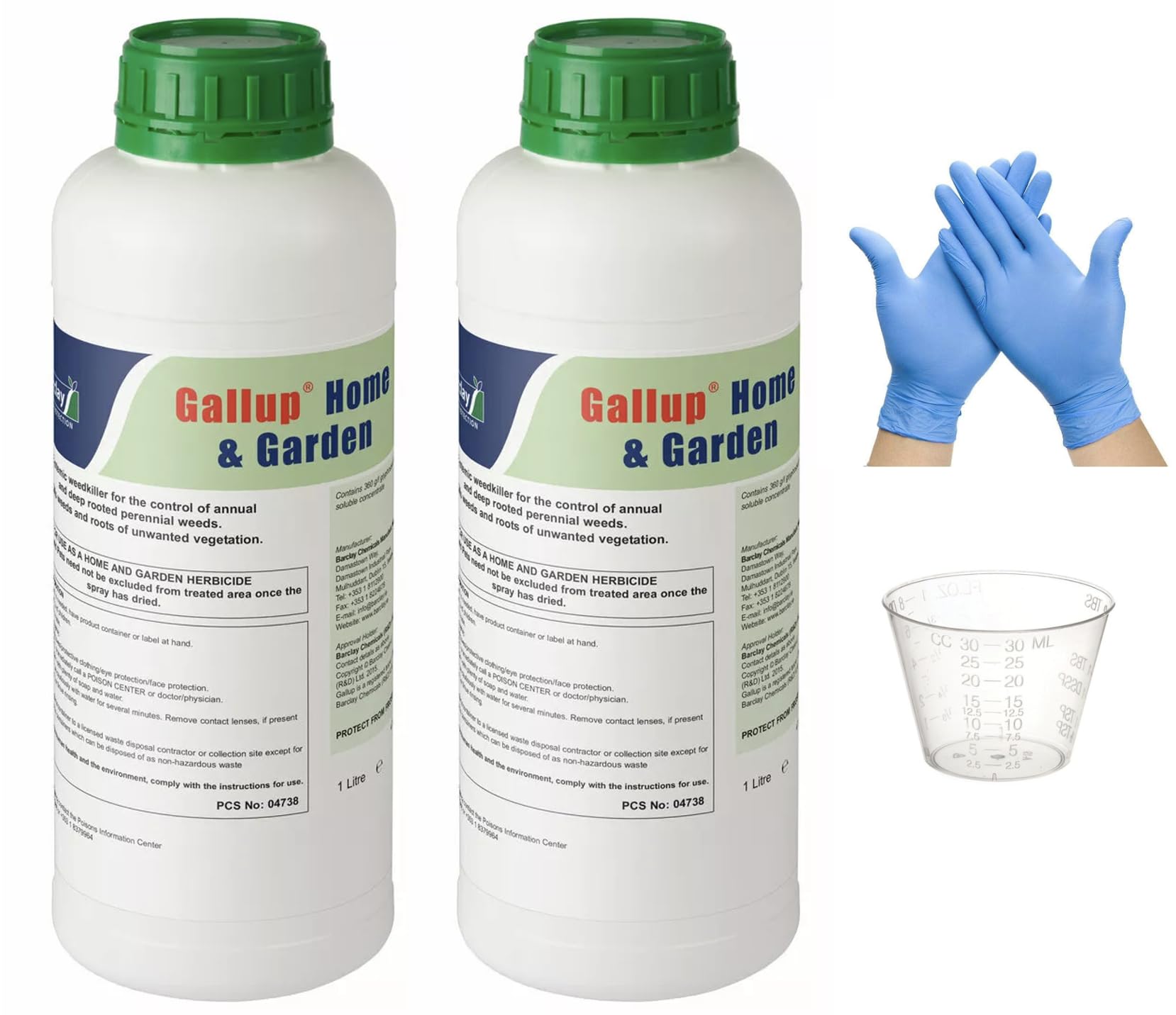 Gallup Home & Garden Glyphosate Weedkiller, Twin Pack (2 x 1 Litre bottles) of Super Strength Gallup Home & Garden Glyphosate Weedkiller, Gallup weed killer, 1L + Free 30ml Measuring cup