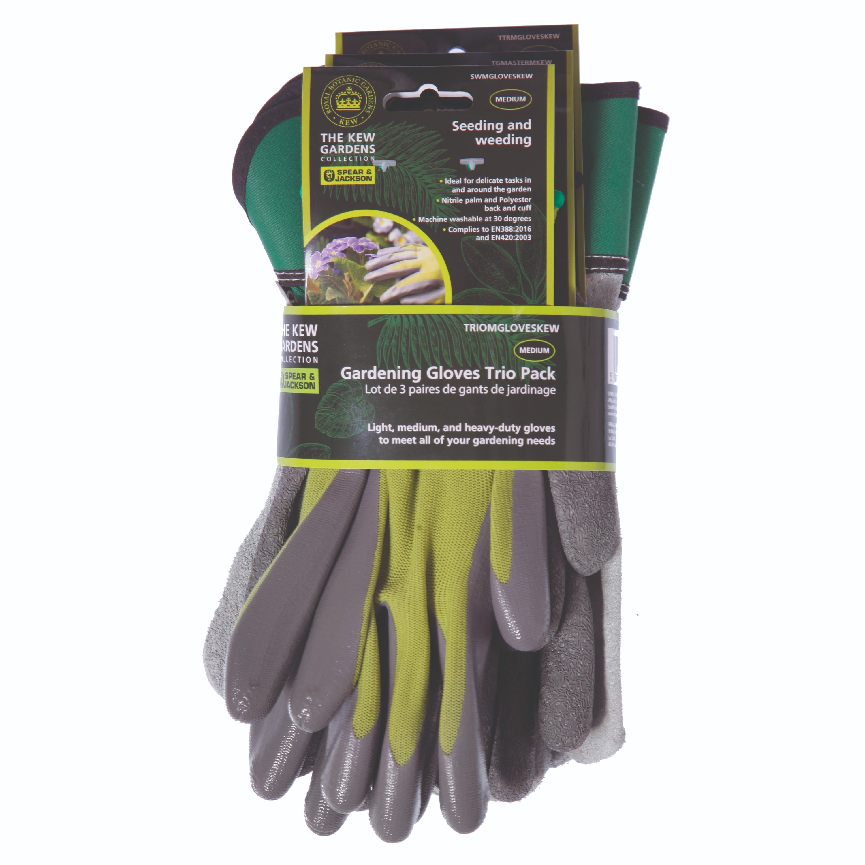 Spear & Jackson Kew 3 Pack Of Mixed Gloves, Size Small