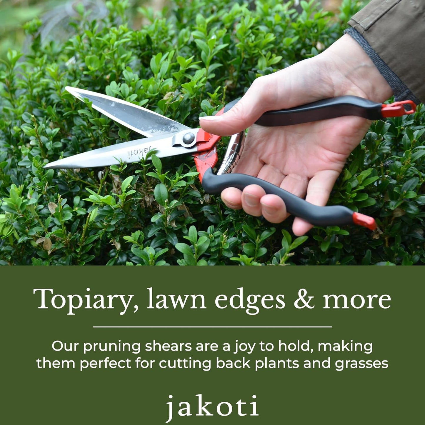 JAKOTI Hand Shears (L30cm) with Handmade Leather Holster. One Handed Garden Shears for Grass, Topiary & Pruning. Sheep Shears for Dagging, Shearing & Trimming. 15cm Steel Blades. 