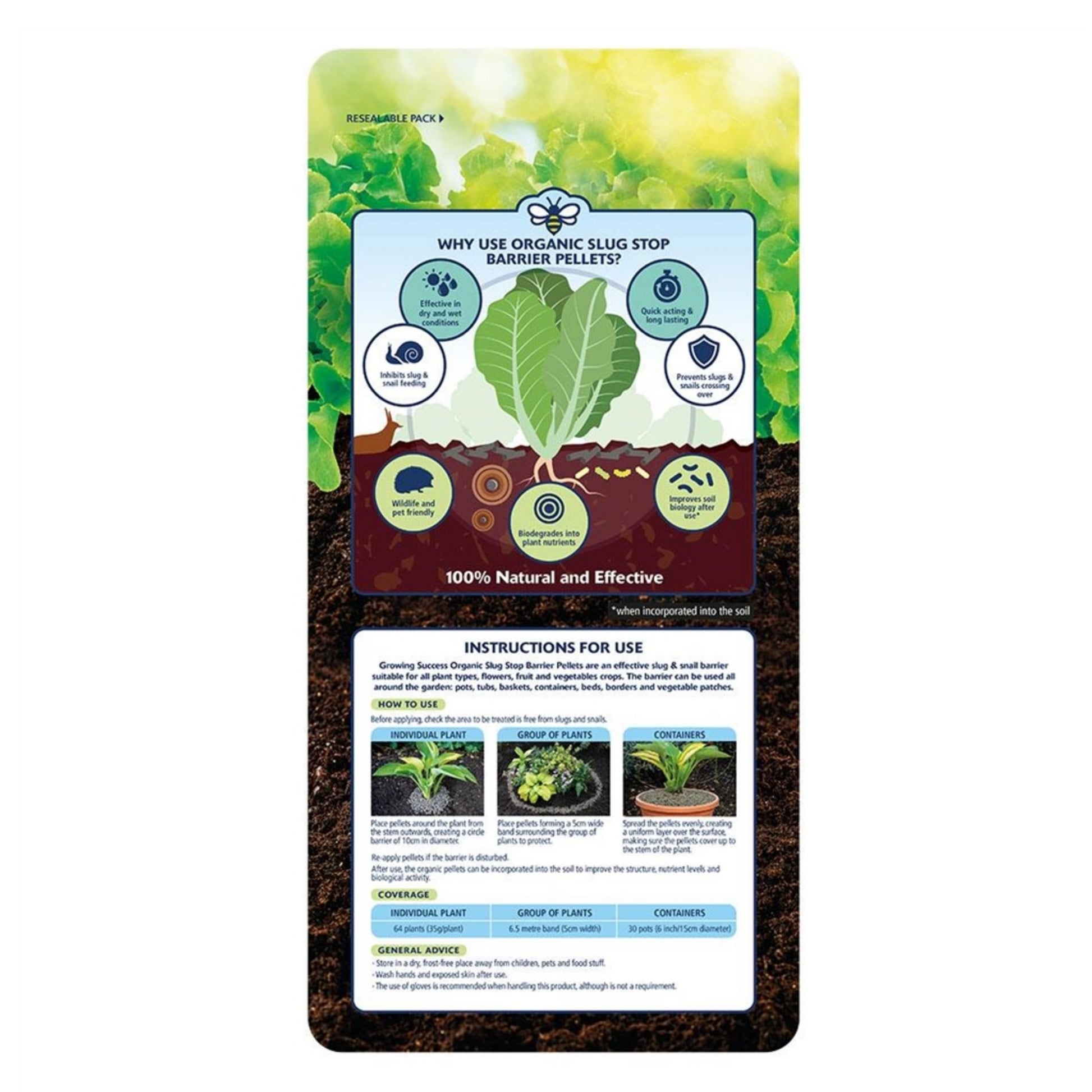 Growing Success Organic Slug Stop Pellet Barrier Pouch 3.5L