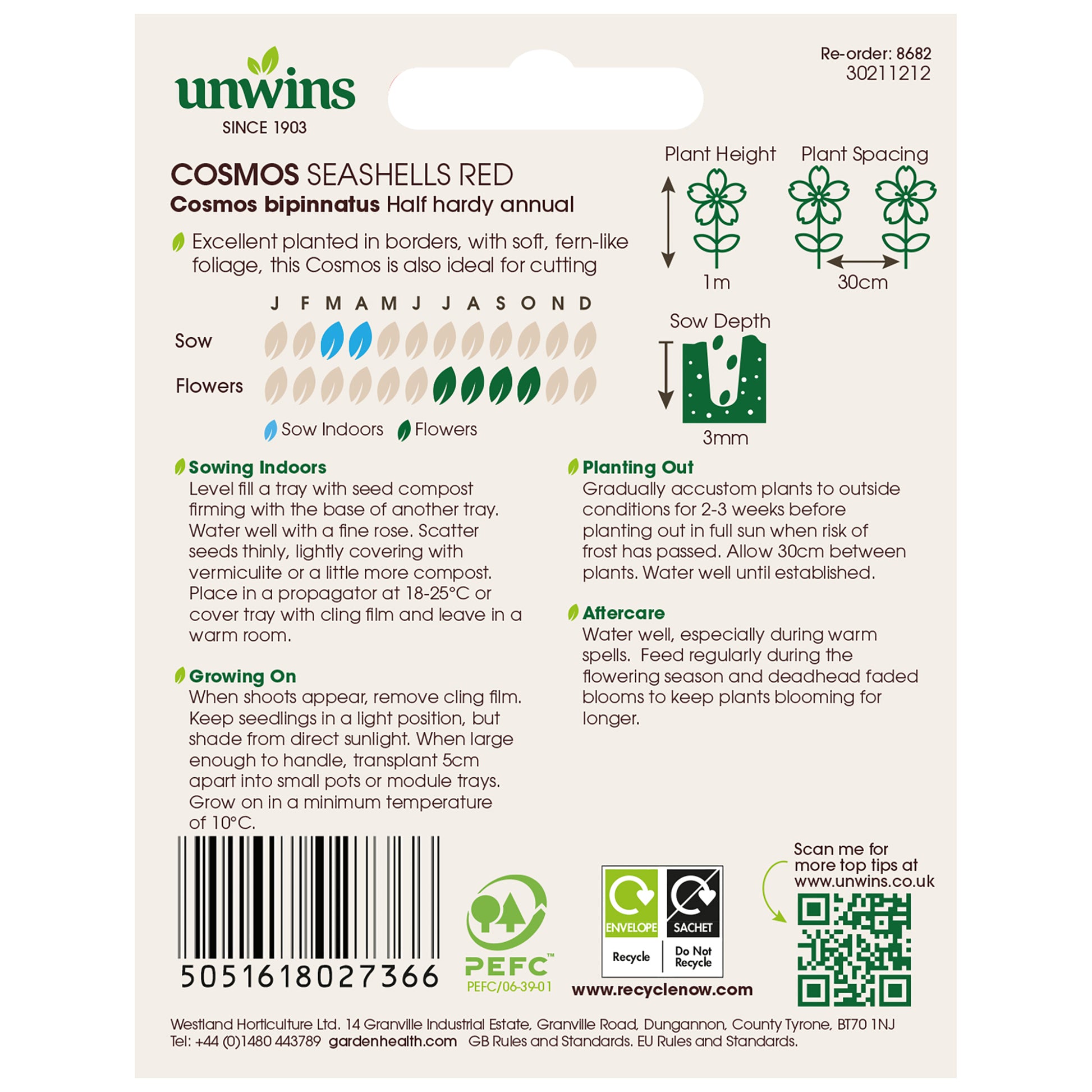 Unwins Cosmos Pink Seed Bundle