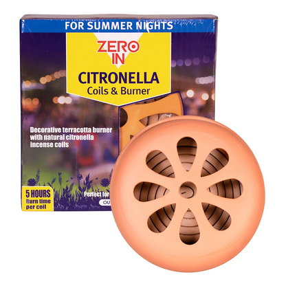Zero In Citronella Terracotta Burner & Coil 6-Pack