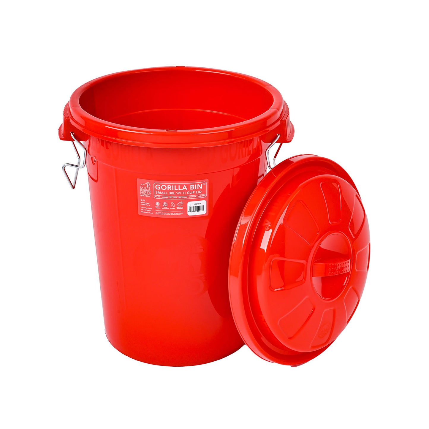 Red Gorilla Bin With Clip Lid 30 Lt