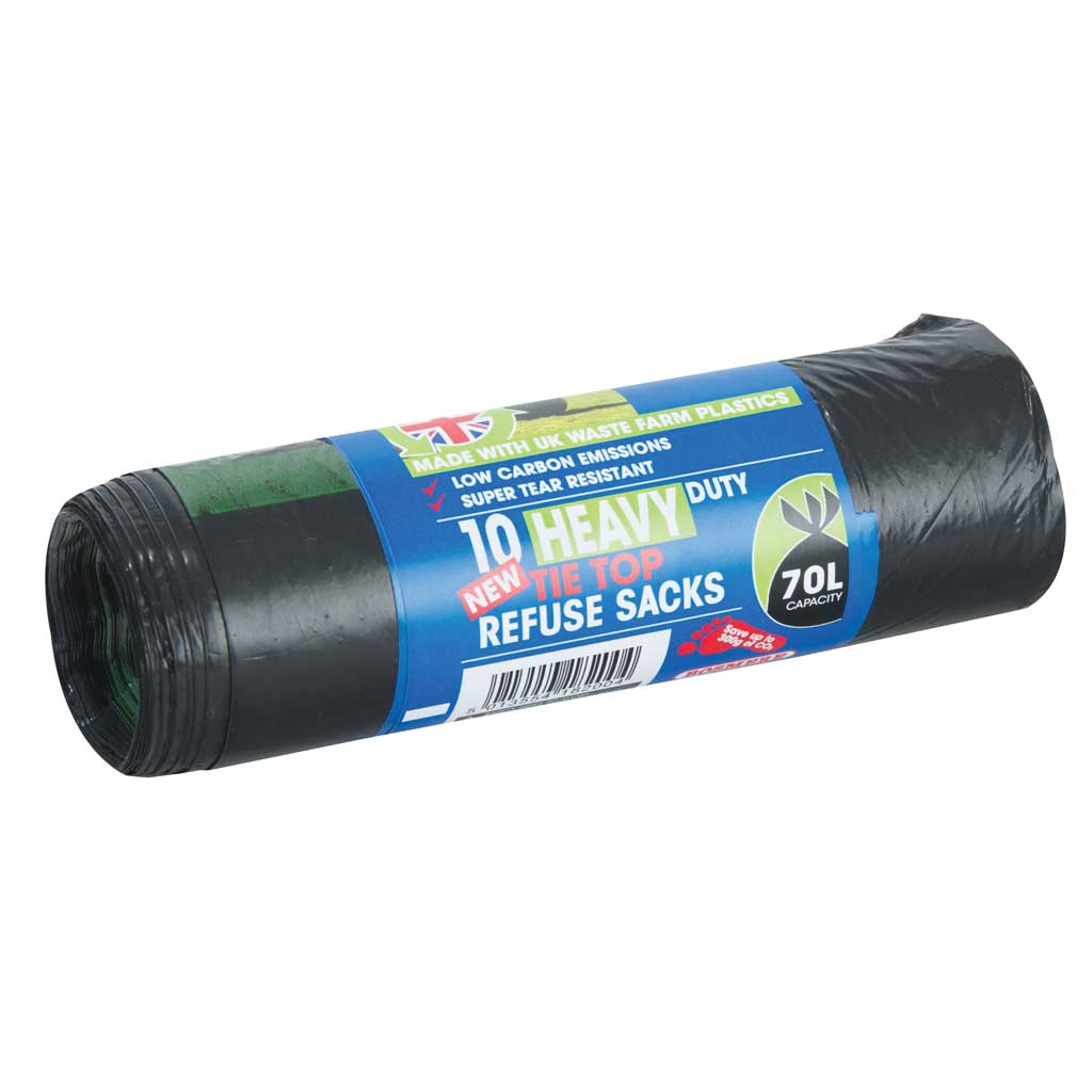Bosmere Heavy Duty Tie Top Refuse Sacks 70ltr 10pk