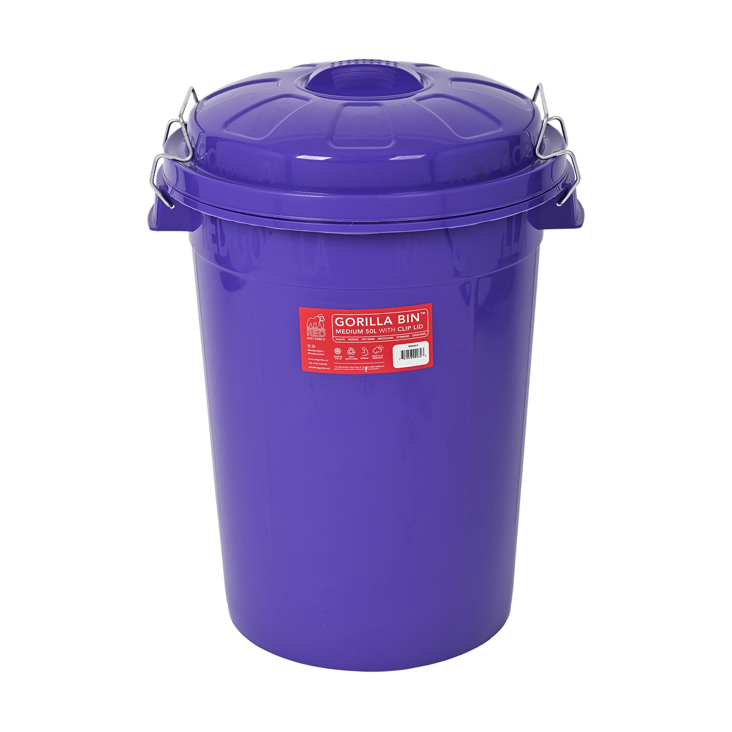 Red Gorilla Bin With Clip Lid 50 Lt