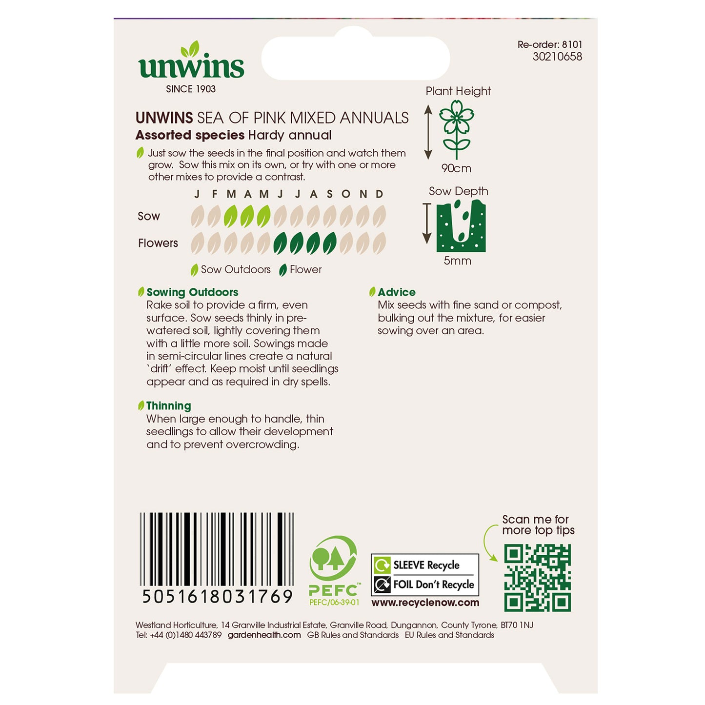 Unwins Sea of Pink Mixed Annuals