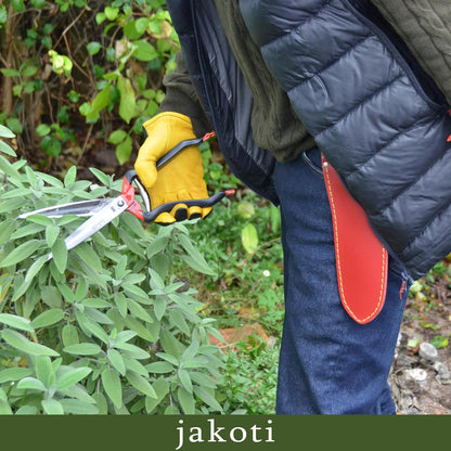 JAKOTI Hand Shears (L30cm) with Handmade Leather Holster. One Handed Garden Shears for Grass, Topiary & Pruning. Sheep Shears for Dagging, Shearing & Trimming. 15cm Steel Blades. 
