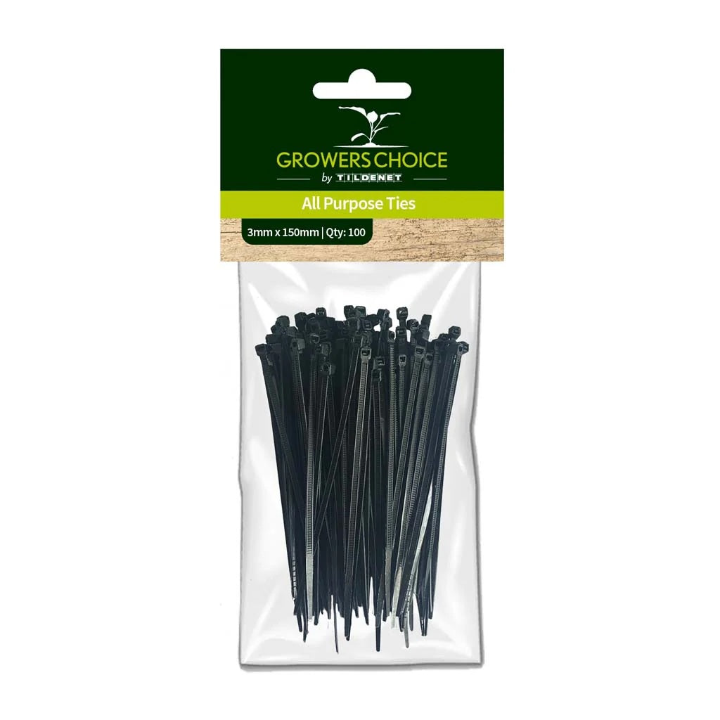 Growers Choice Cable Ties Black 3mm x 15cm 100pk