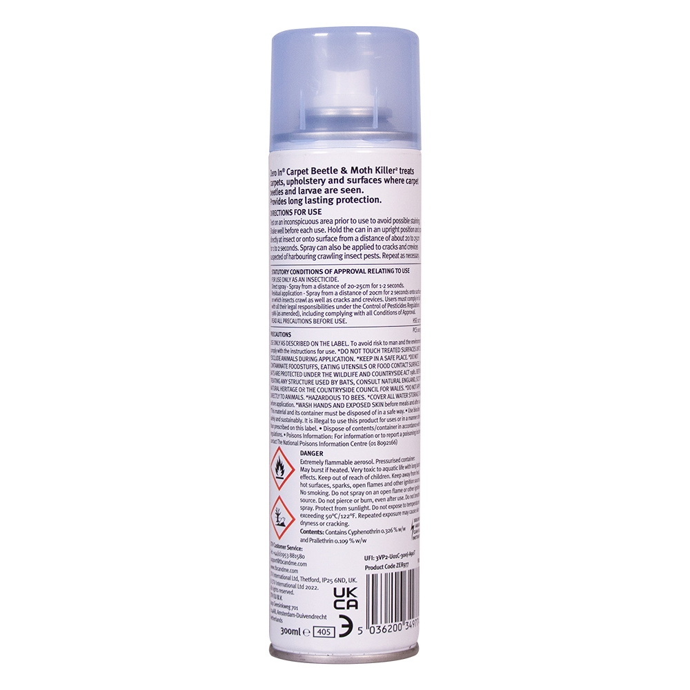 Zero In Carpet Beetle & Moth Killer - 300ml Aerosol