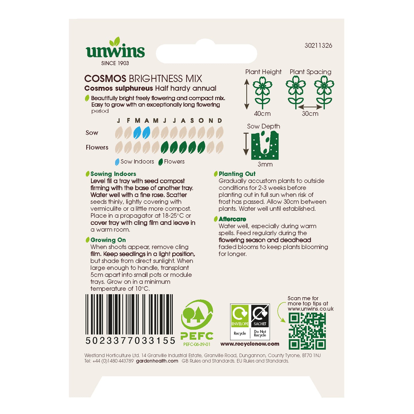 Unwins Cosmos Sunset Seed Bundle