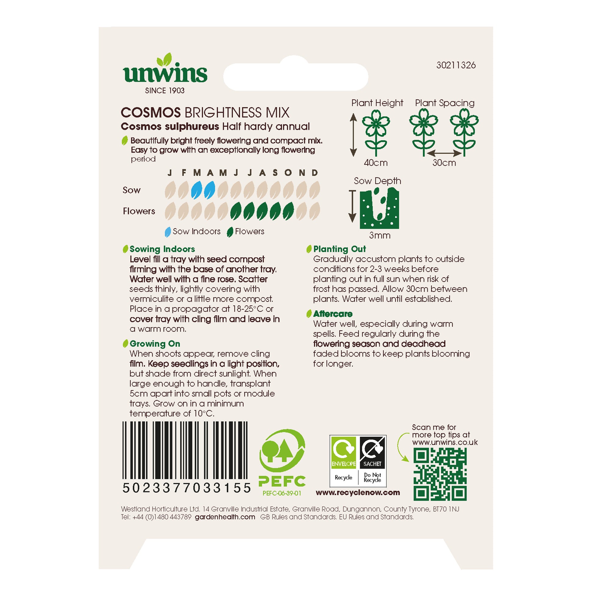 Unwins Cosmos Sunset Seed Bundle