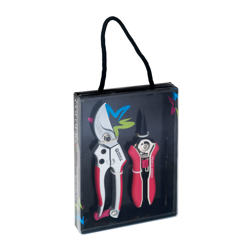Spear & Jackson Bypass Secateurs + Mini Snips Set in Pink