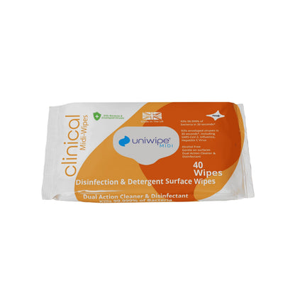 Uniwipe Clinical Disinfectant Midi-Wipes - 40 Pack