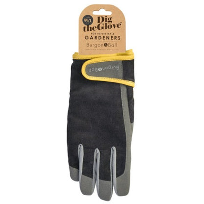 Burgon & Ball Mens Gardening Gloves Dig The Glove - Slate Corduroy M/L