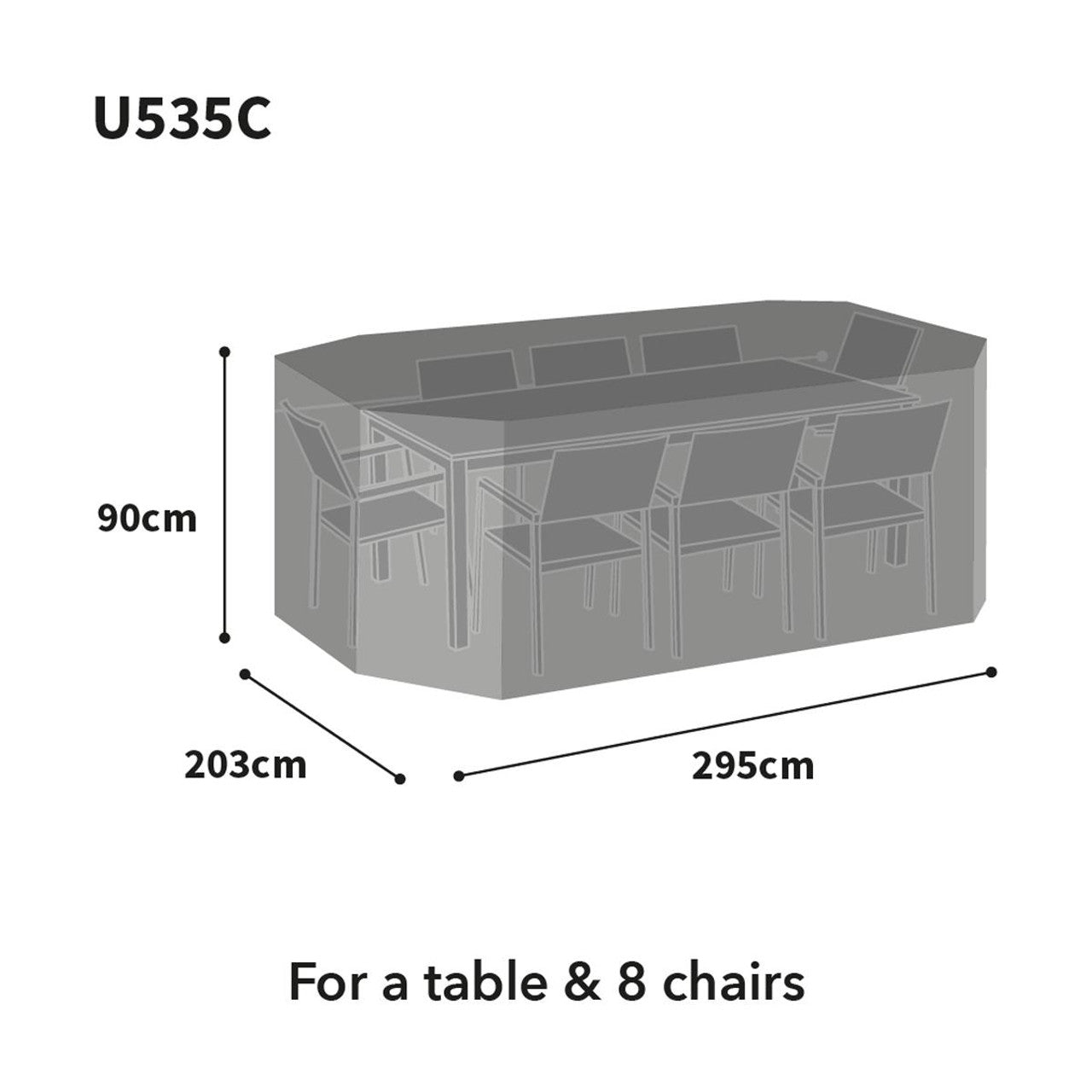Bosmere Ultimate Rectangular Dining Set Cover Charcoal 8 Seat