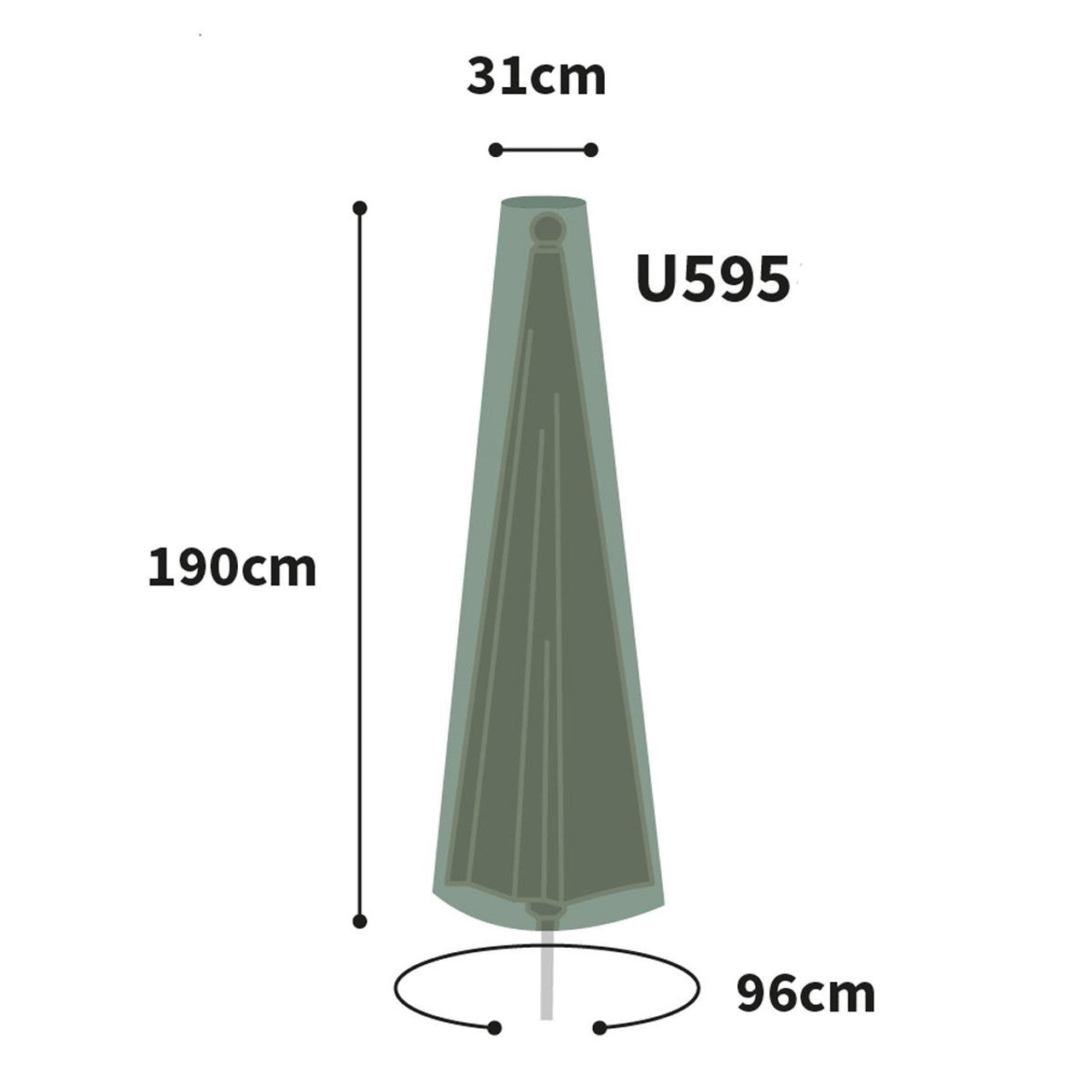 Bosmere Ultimate Zipped Parasol Cover Charcoal 190cm
