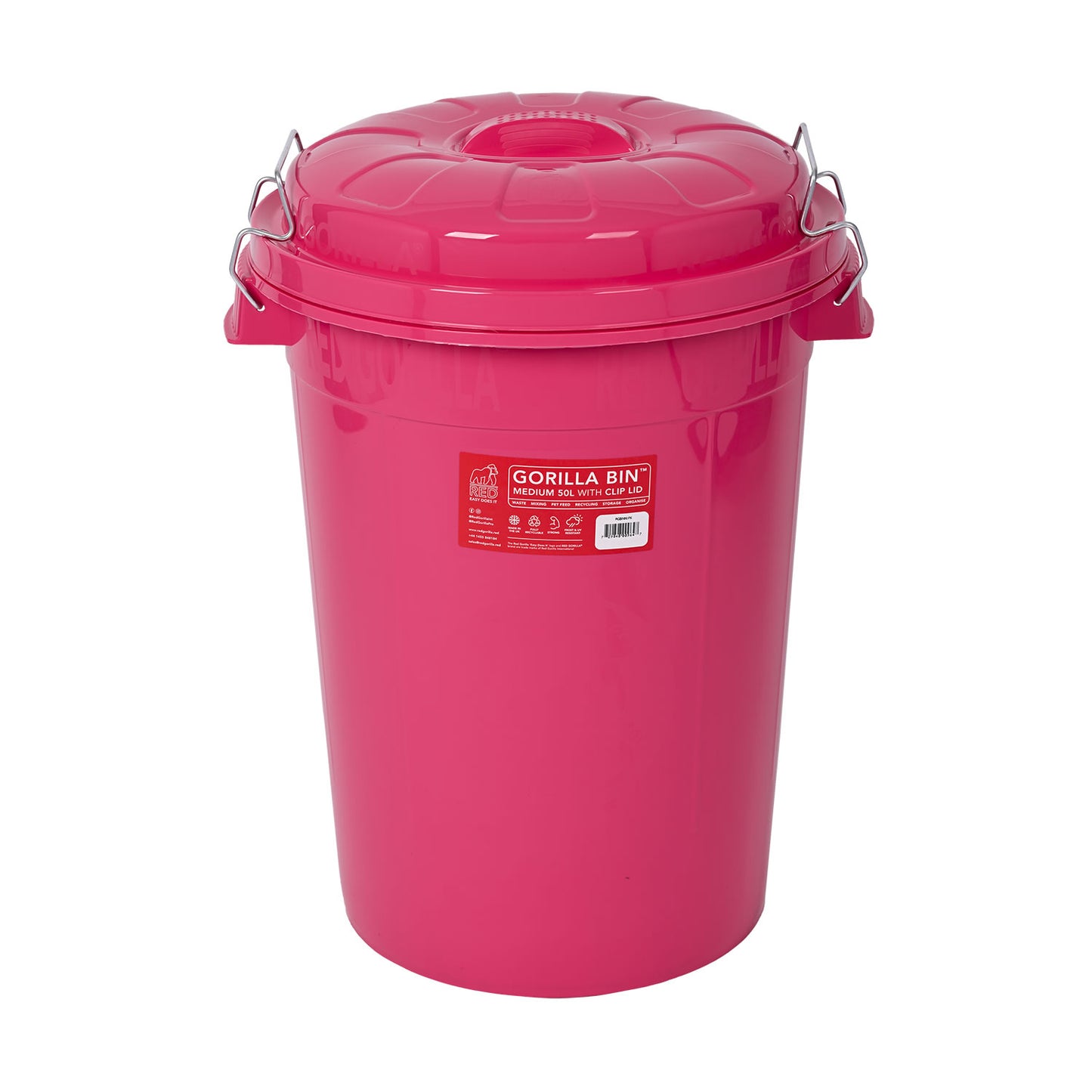 Red Gorilla Bin With Clip Lid 50 Lt