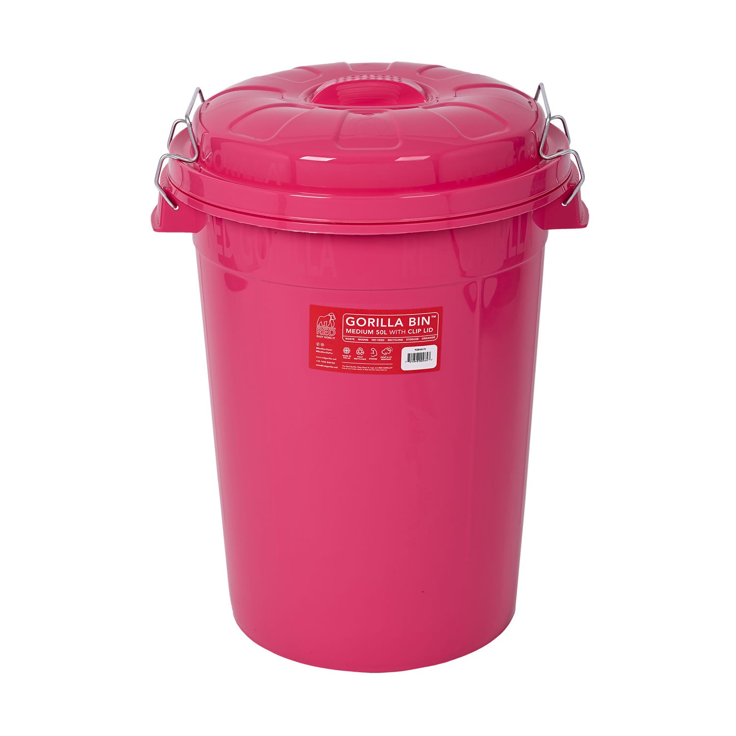 Red Gorilla Bin With Clip Lid 50 Lt